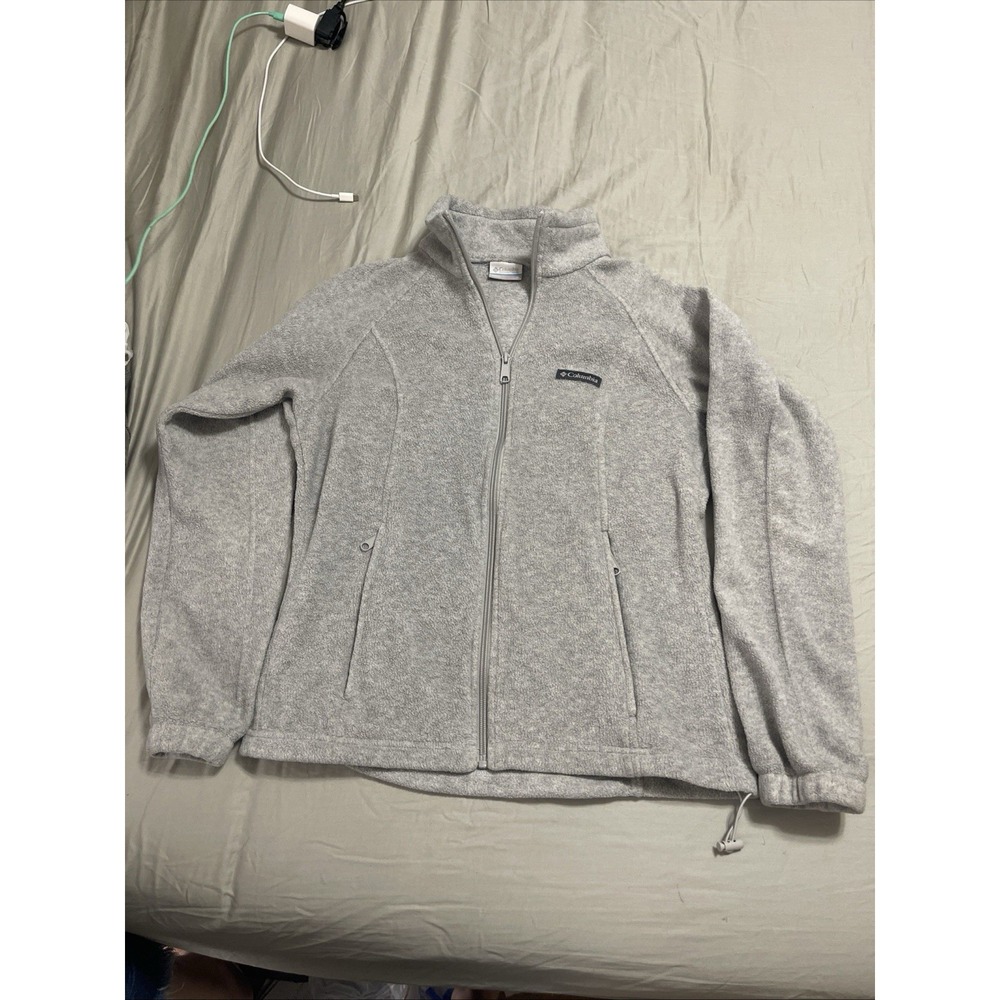 Columbia Women's Gray Solid Full Zip Jacket w/ Pockets Long Sleeve Size M